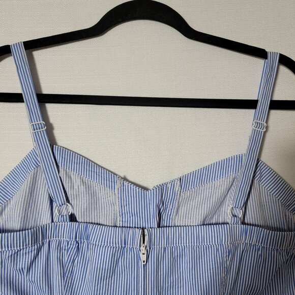 Torrid Womens Halter Top Sz 1 (14/16) Corset Style Lace Up Blue White Pin Stripe - Picture 6 of 11